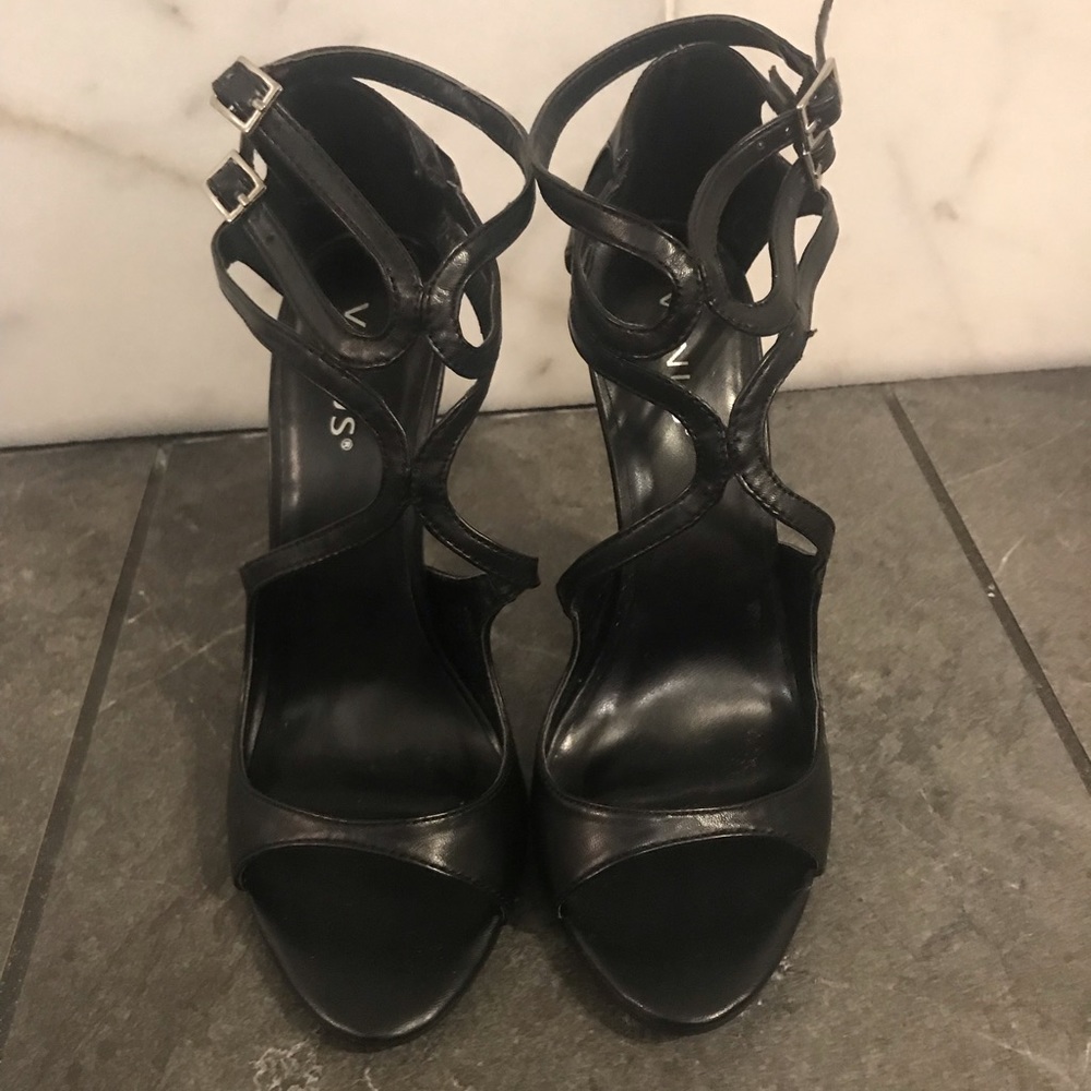 Strappy black heels